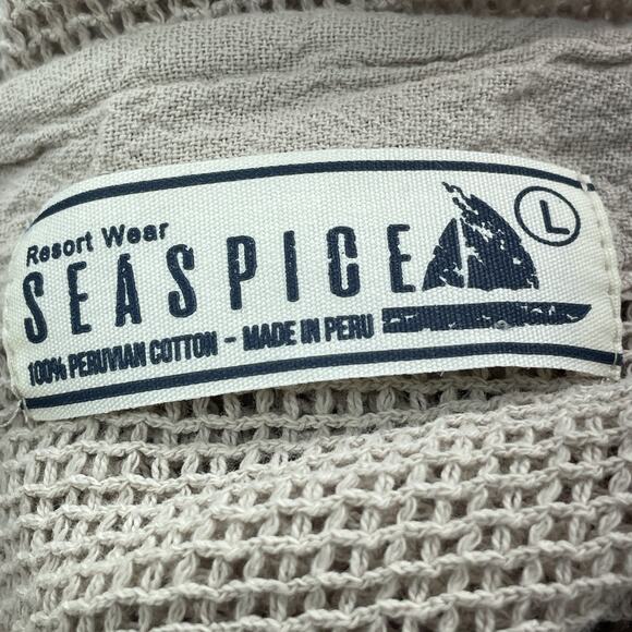 Seaspice Resort Wear Womens L Tan Tunic Cover Up Crochet Peruvian Cotton Boho - Picture 5 of 6